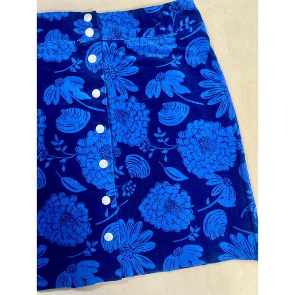 Vintage Lilly Pulitzer Skirt Corduroy Floral Y2K Blue Preppy Beach Wear Size 6 - Picture 3 of 7
